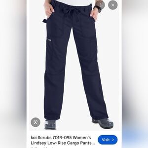 Koi Scrubs Women's Lindsey 7 Picket Low-Rise Cargo Pants.Navy Blue Large Tall